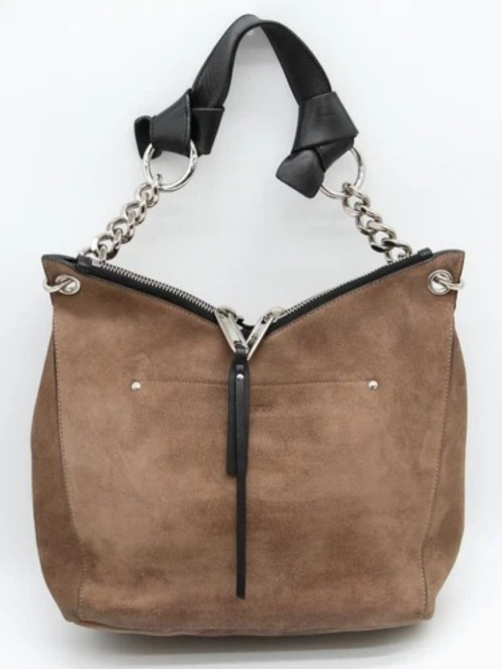 Jimmy Choo Raven Suede Hobo Tote Shoulder Bag Medium Tan